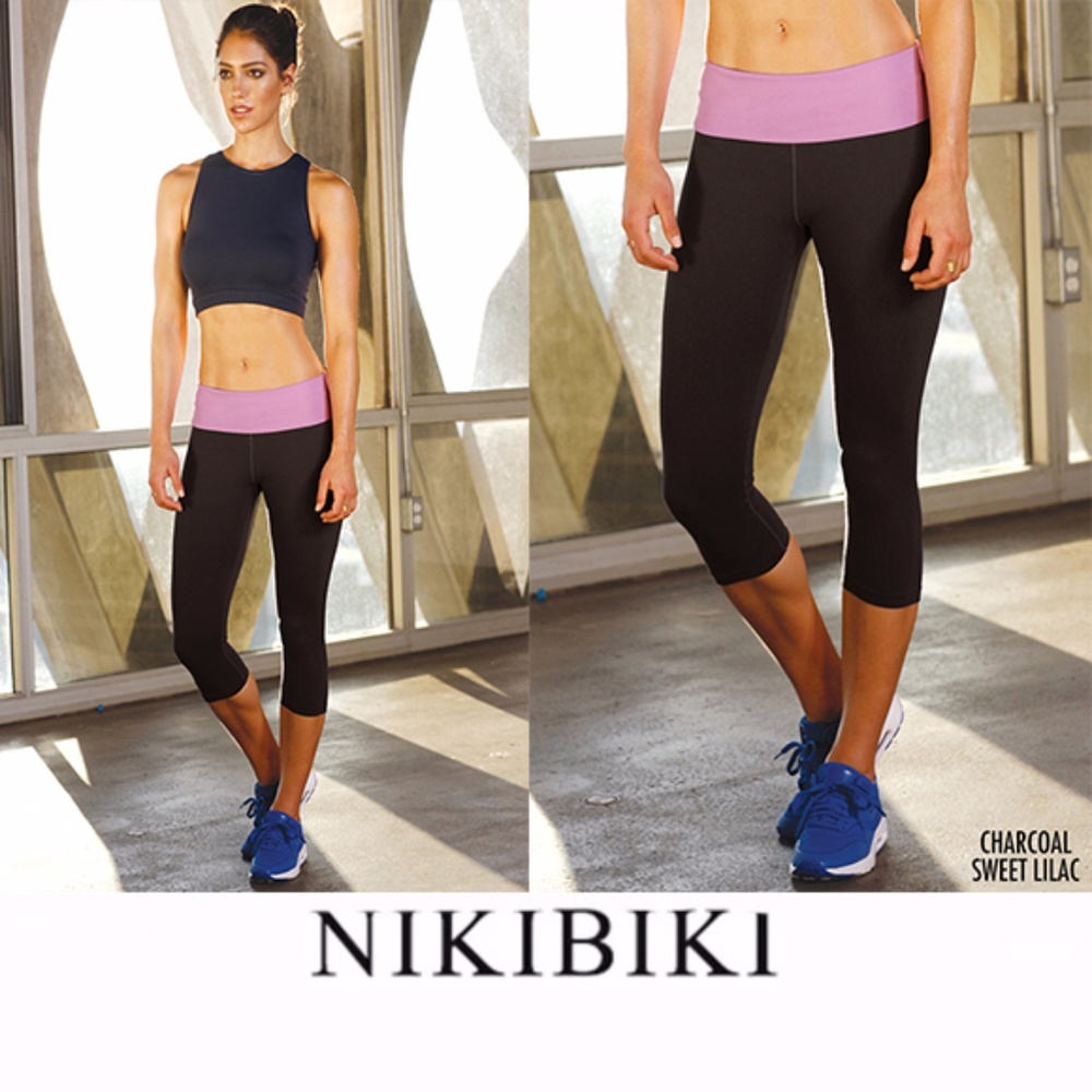 Lilac and Charcoal Capri Flex Fit Yoga Pants